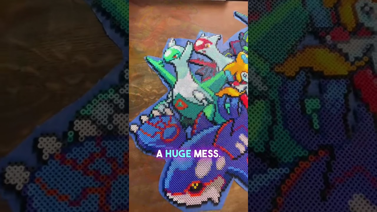 Finishing a absolutely MASSIVE Legendary Pokémon Perler bead design!