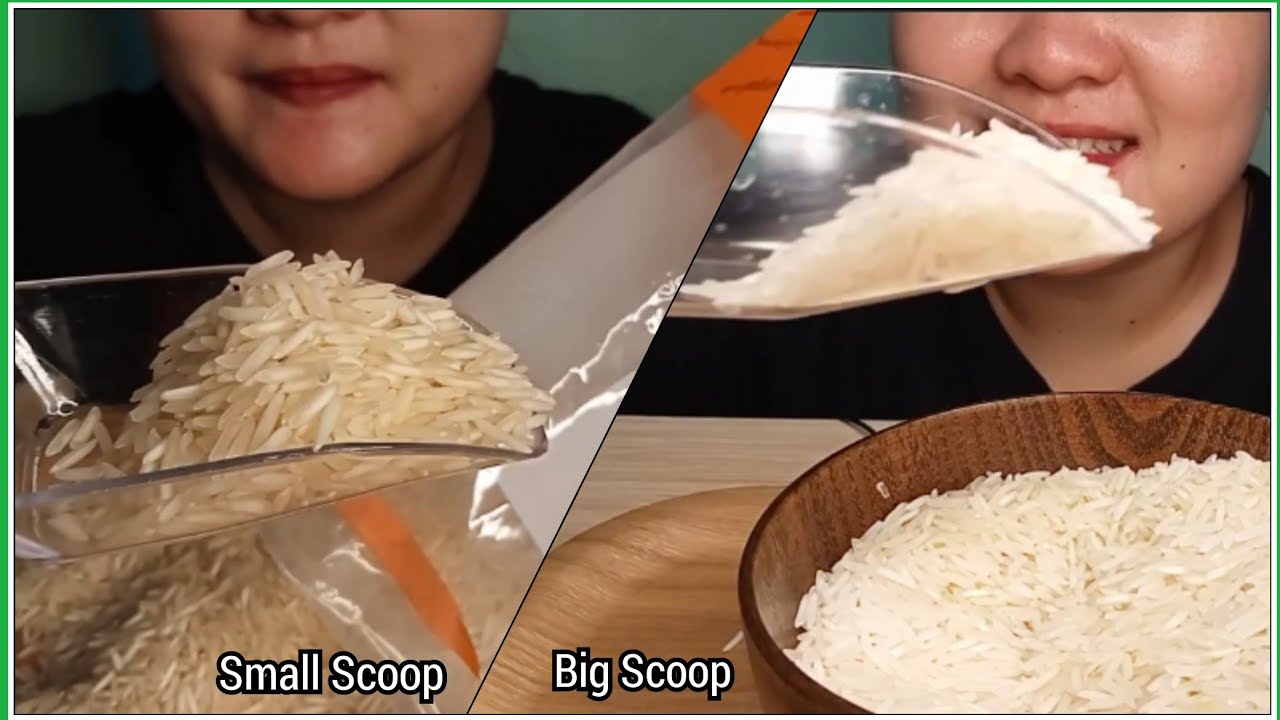 COMPILATION EATING RAW RICE| Using Big and Small Transparent Scoop @JOY & LORNA FE