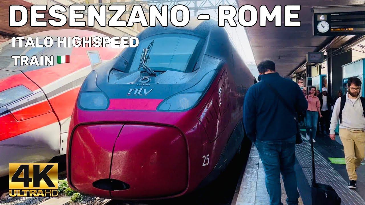 ITALO NTV HIGHSPEED TRAIN TRIP TO ROME IN FIRST CLASS 4K UHD -with captions