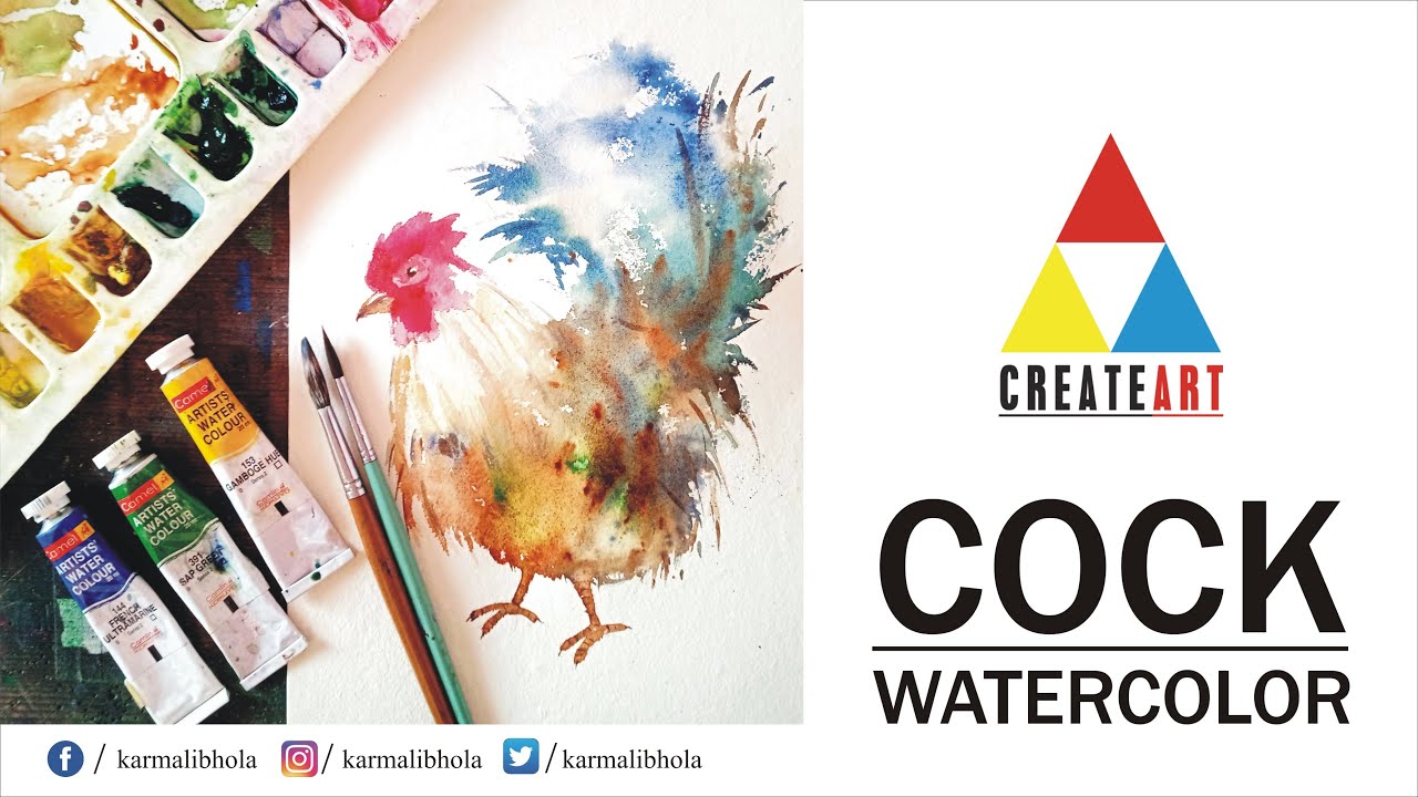 Cock Watercolor | Cock Watercolor Painting | Cock Watercolor for Beginners | Create art Cock || 2020