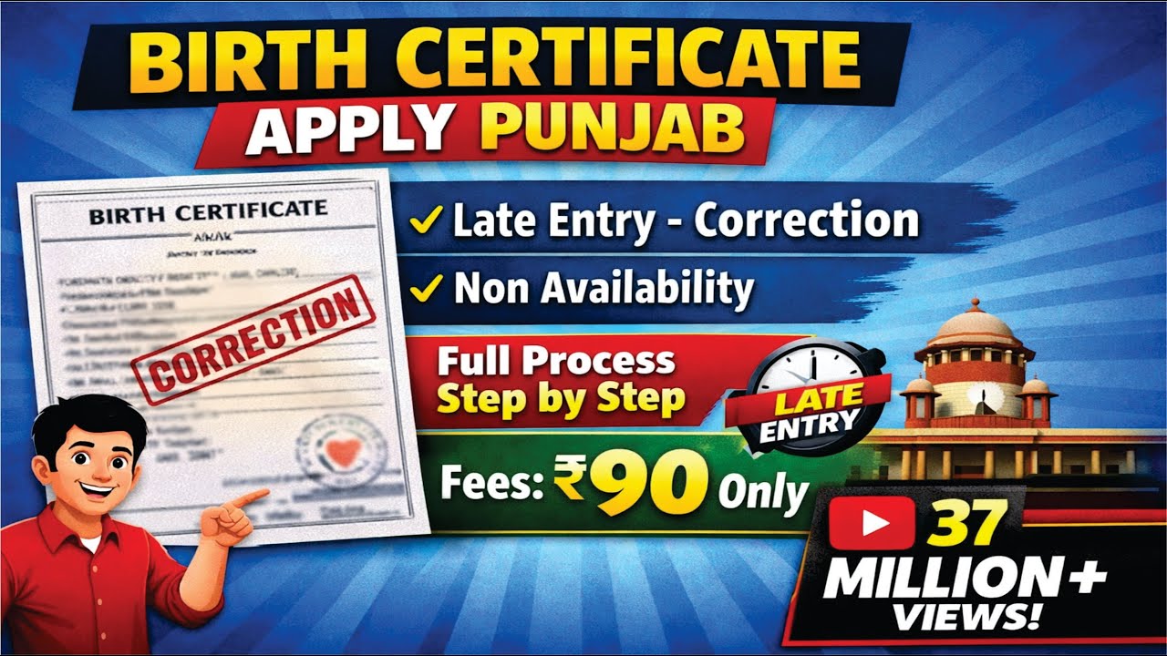 Punjab Birth Certificate Apply Online 2026 | Late Entry, Correction & NAC Full Process