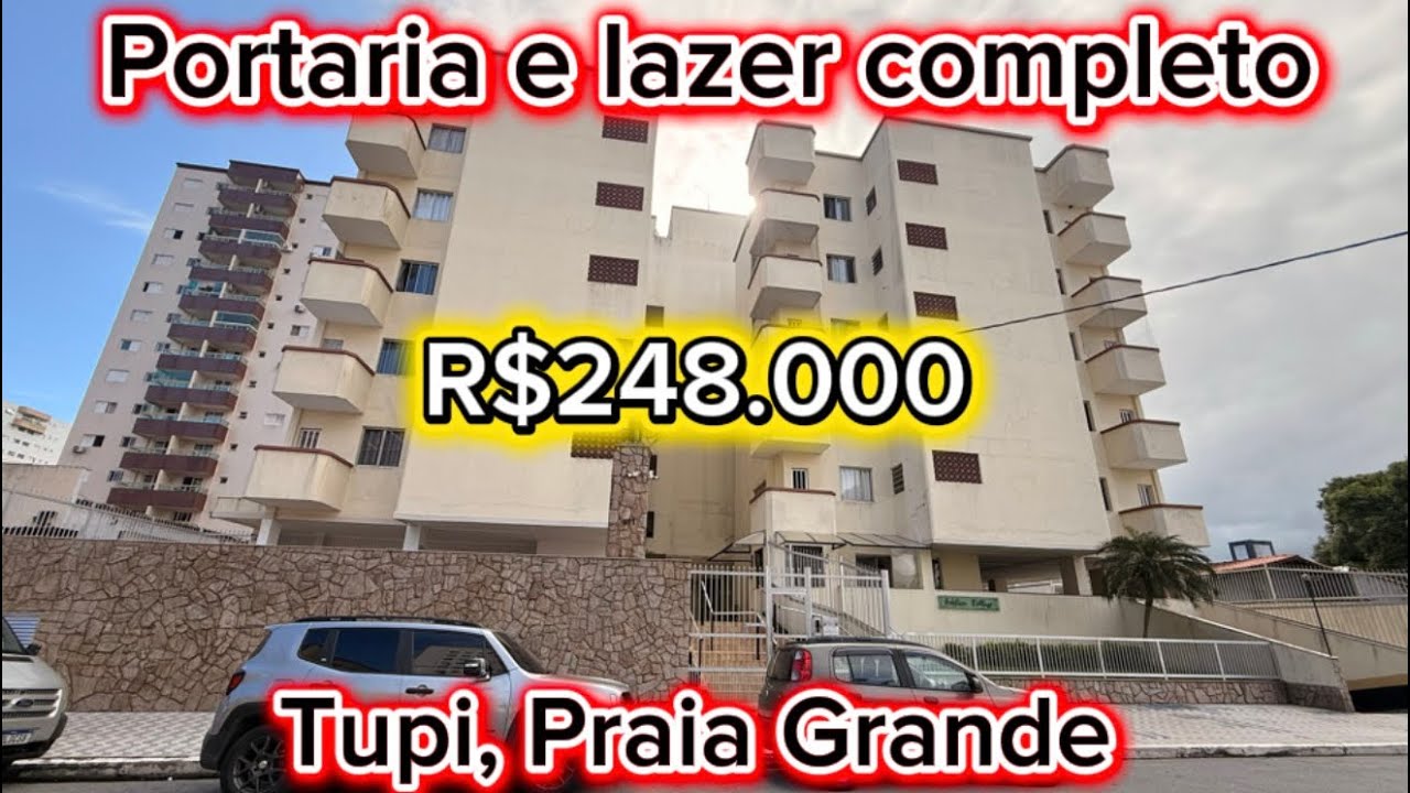 R$248.000 | Lazer completo | Portaria | 300 m mar | Mobiliado | Tupi, Praia Grande. OPORTUNIDADE 