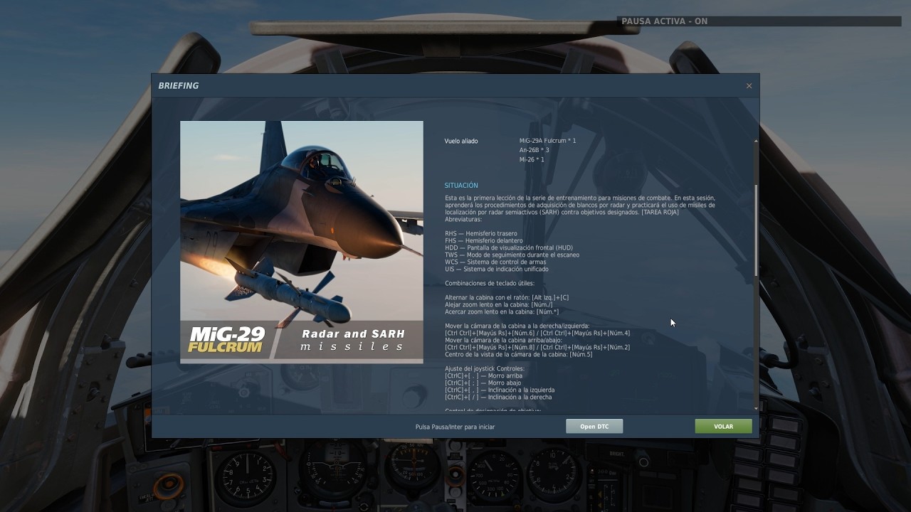 DCS WORLD - Entrenamiento Mig-29A Fulcrum - 3. Radar y misiles SARH