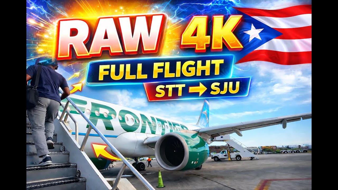 RAW 4K UNEDITED: One of the Shortest Caribbean Flights 🇻🇮➡️🇵🇷 | Last Frontier STT–SJU