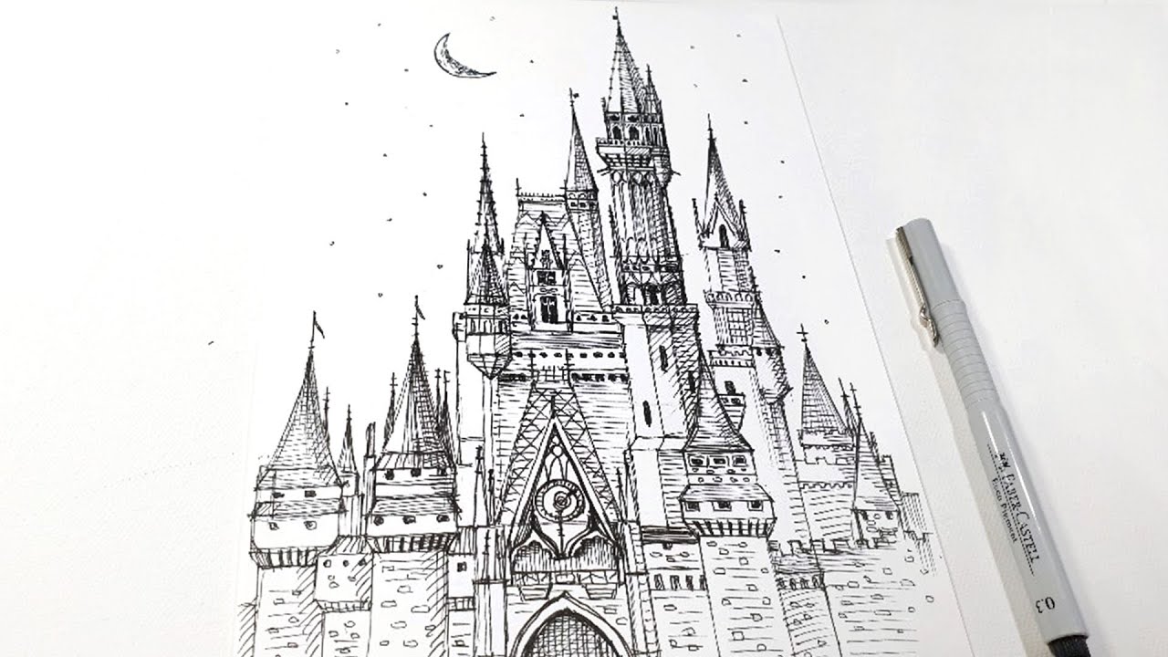 Disney Castle (Vertical Video) - pen drawing sounds ASMR