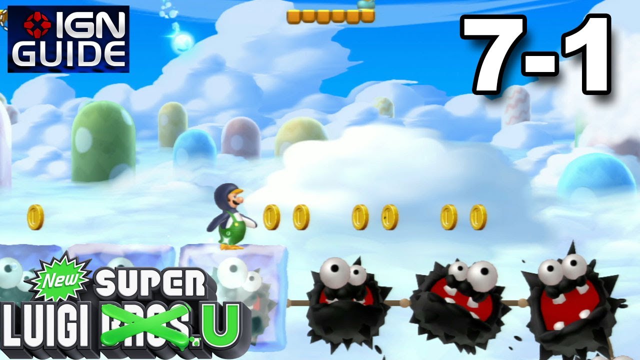 New Super Luigi U 3 Star Coin Walkthrough - Meringue Clouds 1: Frozen Fuzzies