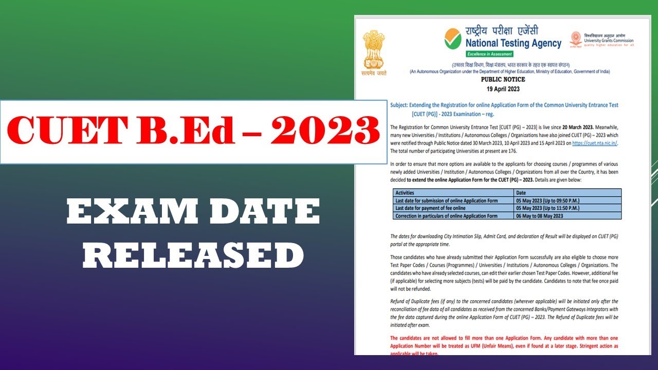CUET BEd 2023 II Central BEd Exam Date Released II BEd Exam 2023 II Central BEd Apply2023