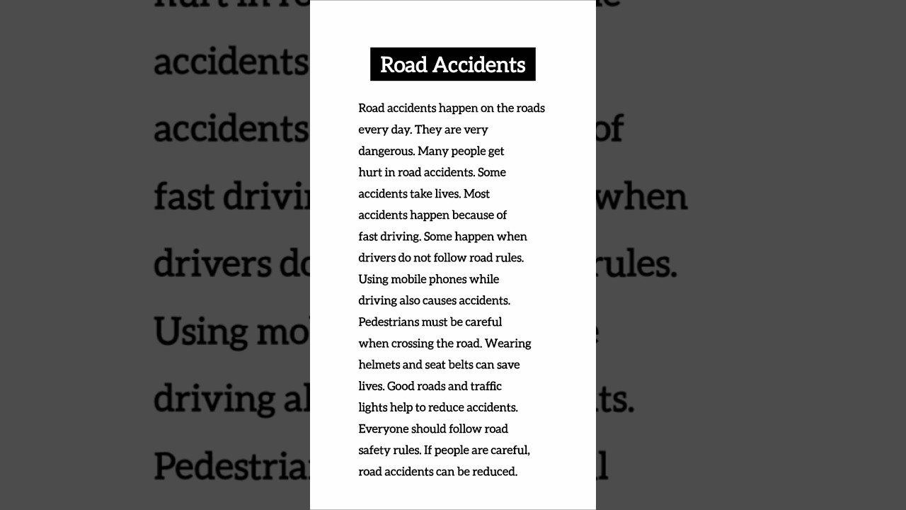 Road Accidents | English Essay Shorts for Students