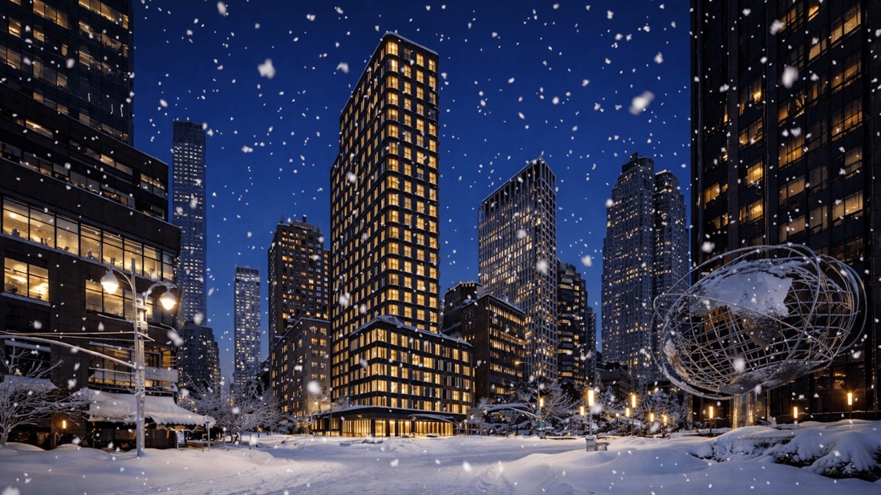 🌨️❄️ New York Snowfall Night Ambience (12 Hours) | Relaxing Winter City Sounds for Deep Sleep