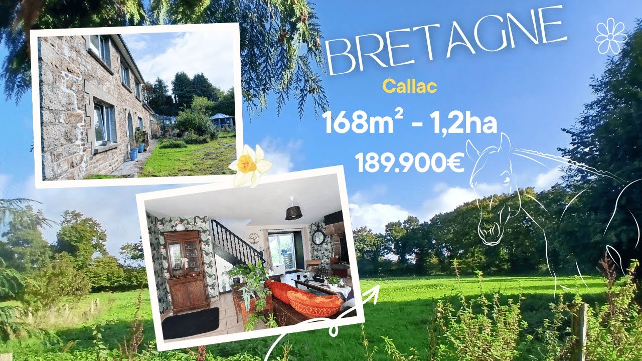 CALLAC / MAISON DE CAMPAGNE / 168M² / TERRAIN CLOS DE 1,2HA / DÉPENDANCES