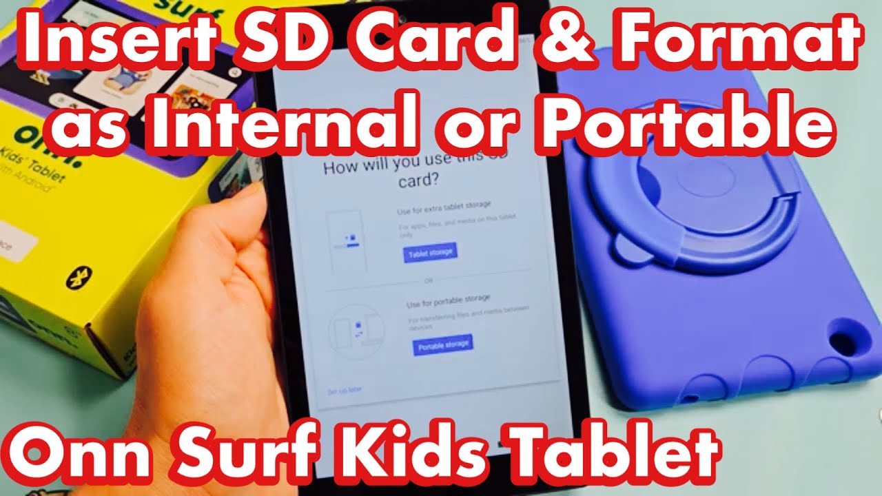 Планшет Onn Surf Kids: как вставить SD-карту и отформатировать её как портативное или внутреннее ...