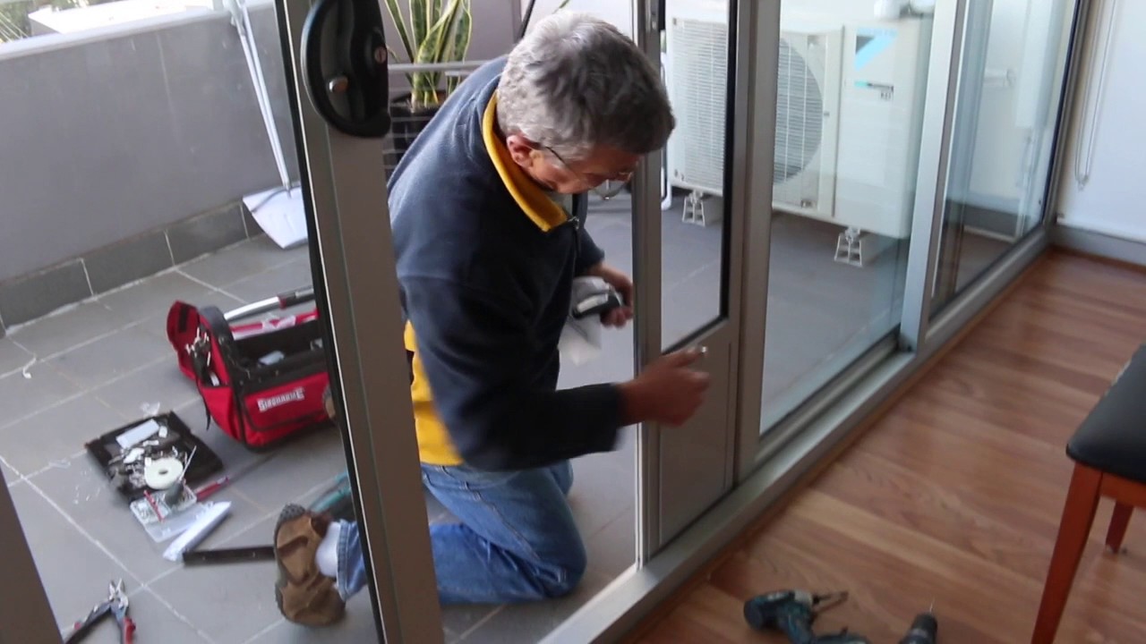 PET DOOR INSERT INSTALLATION in DOUBLE Sliding Doors with WHEELS at the bottom