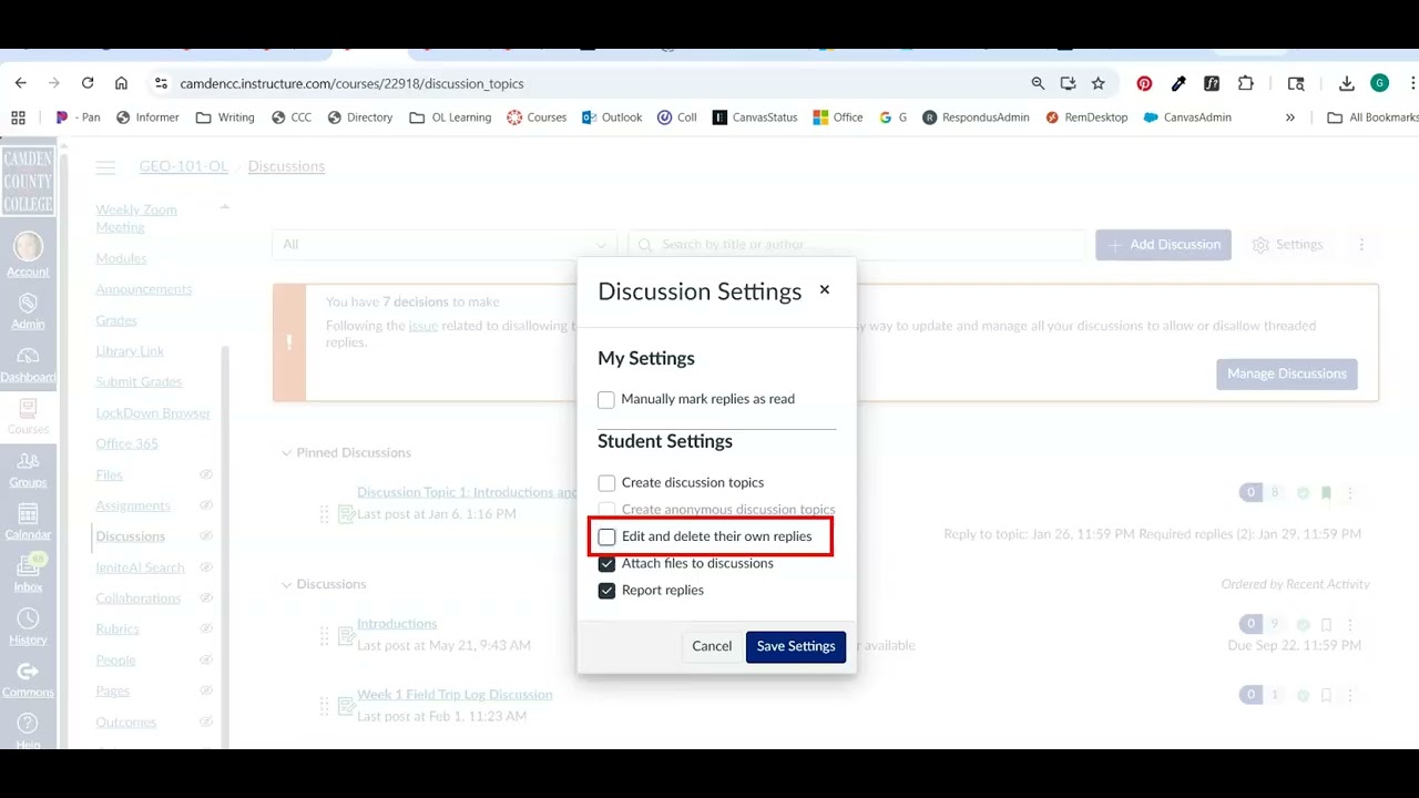 Canvas Discussions- Settings and Features