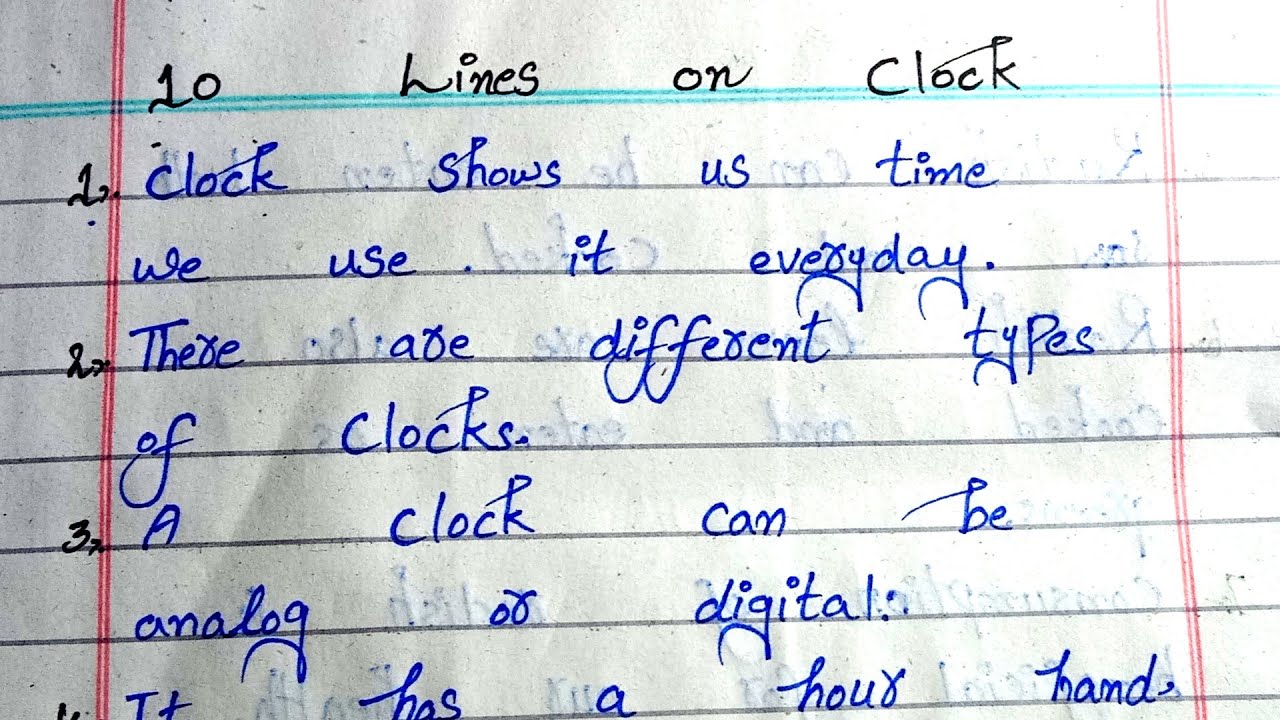 10 Lines on Clock | 10 Lines on Clock In English | SR Handwriting