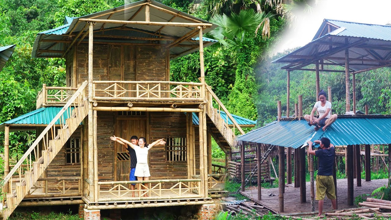 120 Day Young Couple Build Their Dream House: 2-Story Bamboo House, Concrete Foundation