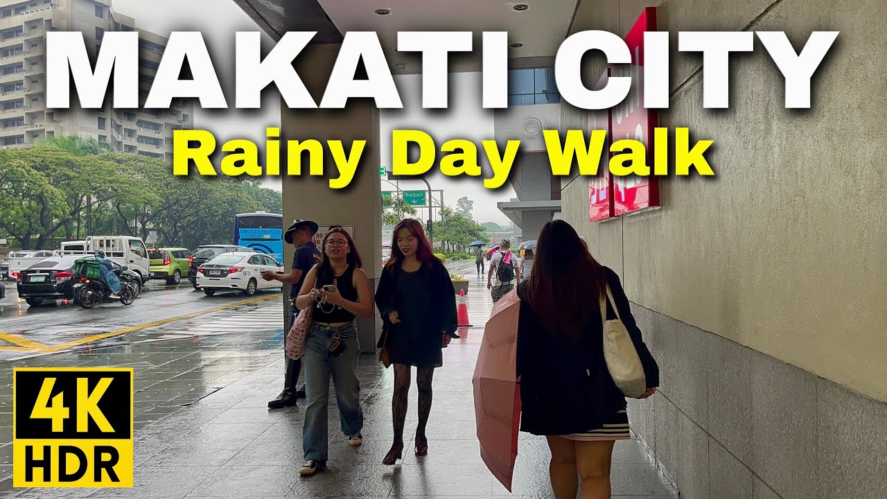 4K 🇵🇭 MAKATI CITY TOUR on a Rainy Day: Streets & Parks Walking Tour | Metro Manila, Philippines