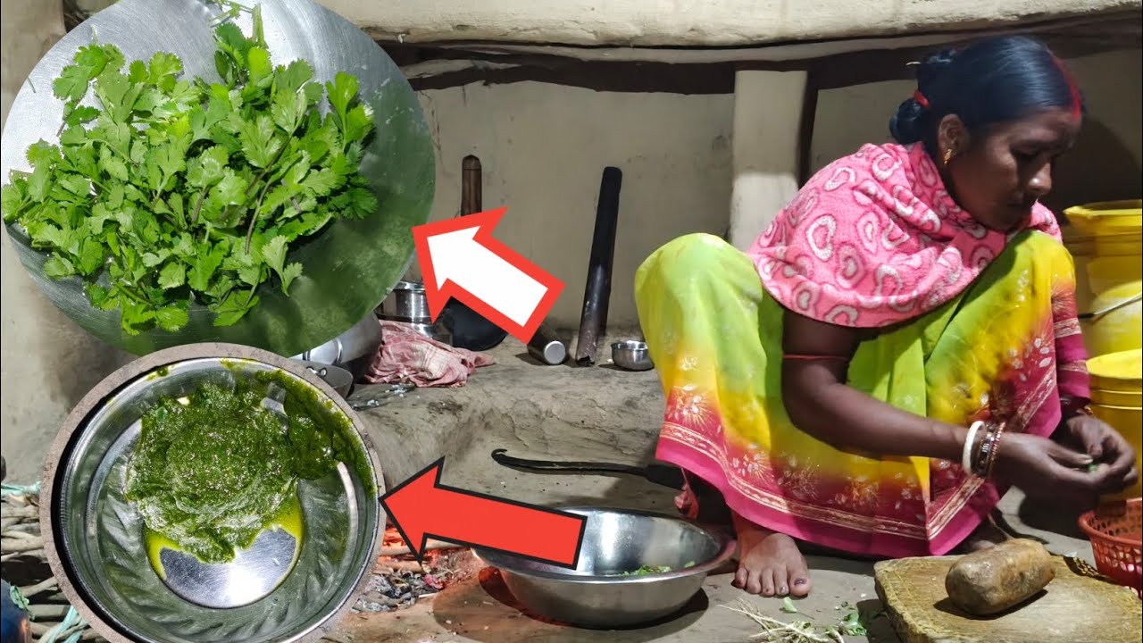 गांव की रसोई में ताज़ा धनिया की चटनी | Village Cooking Dhaniya Chutney