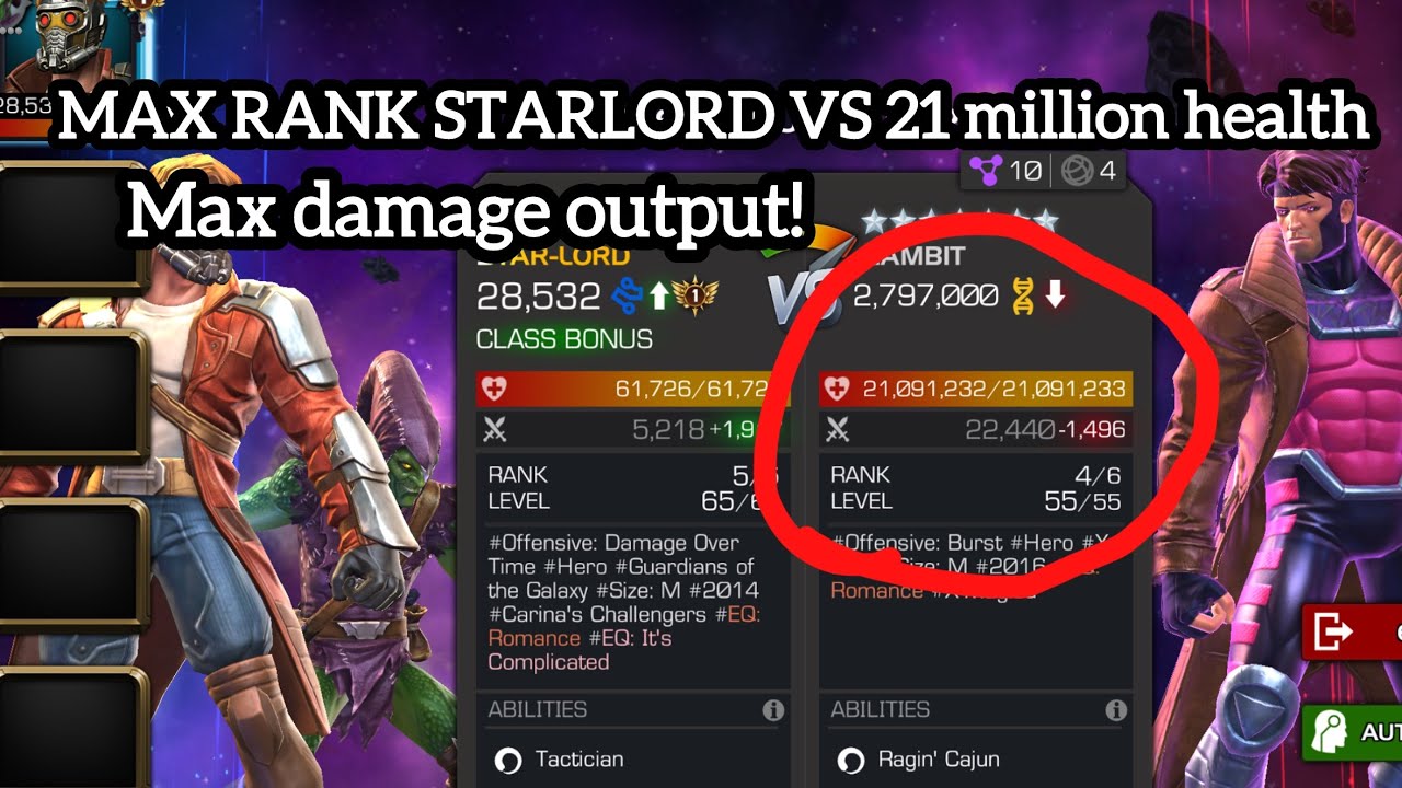 STARLORD MAX DAMAGE OUTPUT 400+ COMBO! MAX RANK! MCOC