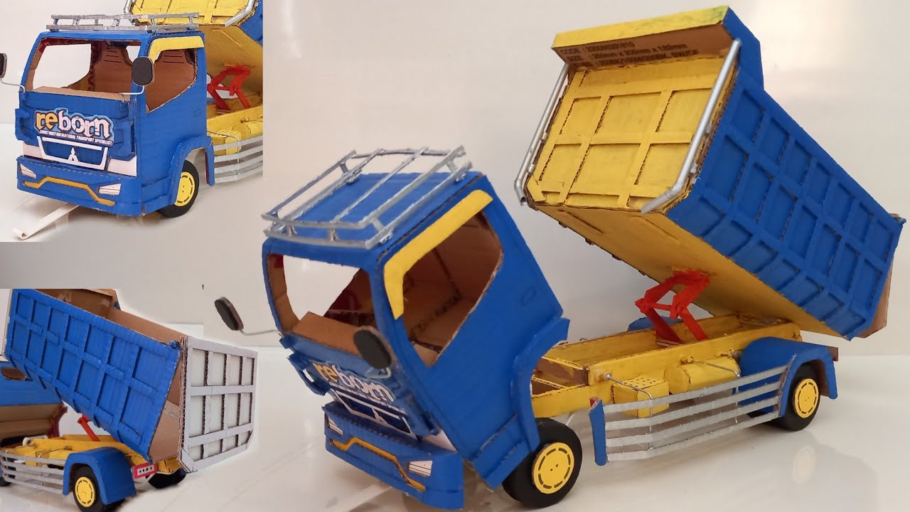 MEMBUAT MINIATUR TRUCK DUMP  REBORN DARI KARDUS BEKAS || HANDMADE