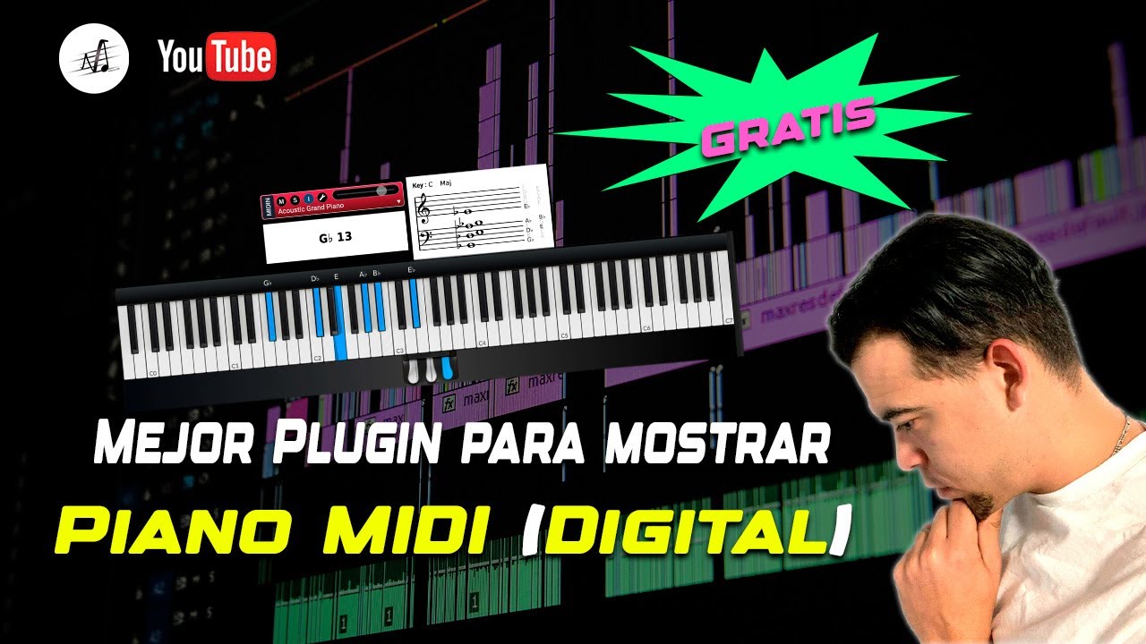 Como mostrar el piano digital en la pantalla con plugin gratis. MIDICoulus piano tutorial.