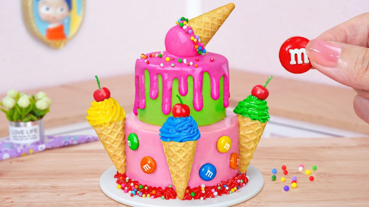 DRIP ICE CREAM 🍨 Yummy Miniature Ice Cream Cake Decoration 🍒 Fresh Mini Rainbow Chocolate For Summer