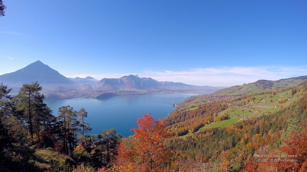 4K Sigriswil Lake Thunersee Berner Oberland SWITZERLAND アルプス山脈