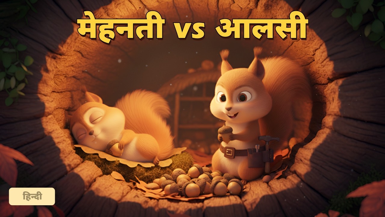 The Hardworking Squirrel | मेहनती गिलहरी | Kids Moral Story in Hindi