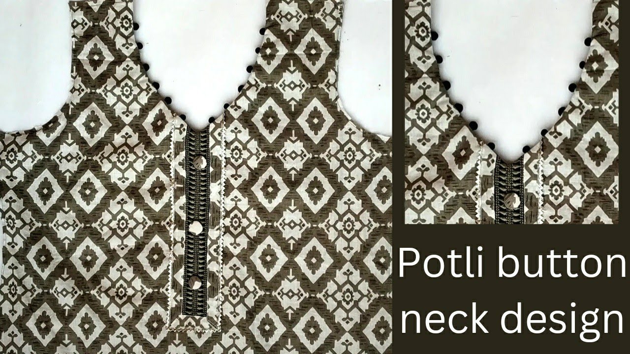 Potli Button Neck Design | How to Attach Invisible Foam Button on Neck | Potli Buttons Making Trick
