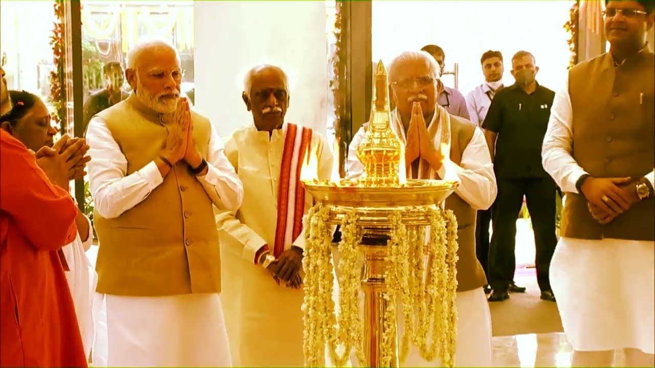 PM Modi Lights a Lamp at Inauguration of Amrita Hospital Faridabad- India's Largest Hospital Haryana