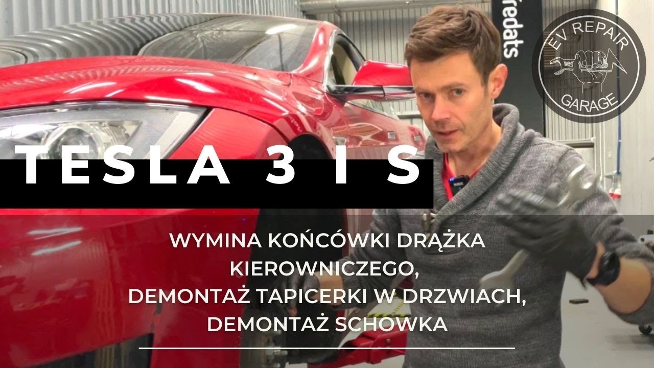 Wymiana końcówki drążka kierowniczego, demontaż tapicerki i schowka - TESLA 3/S | EV REPAIR