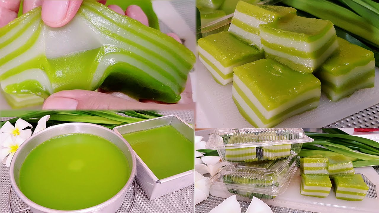 วิธีทำขนมชั้นใบเตย สูตรทำขาย พร้อมคำควณต้นทุนท้ายคลิป  l แม่มิ้ว l Thai dessert