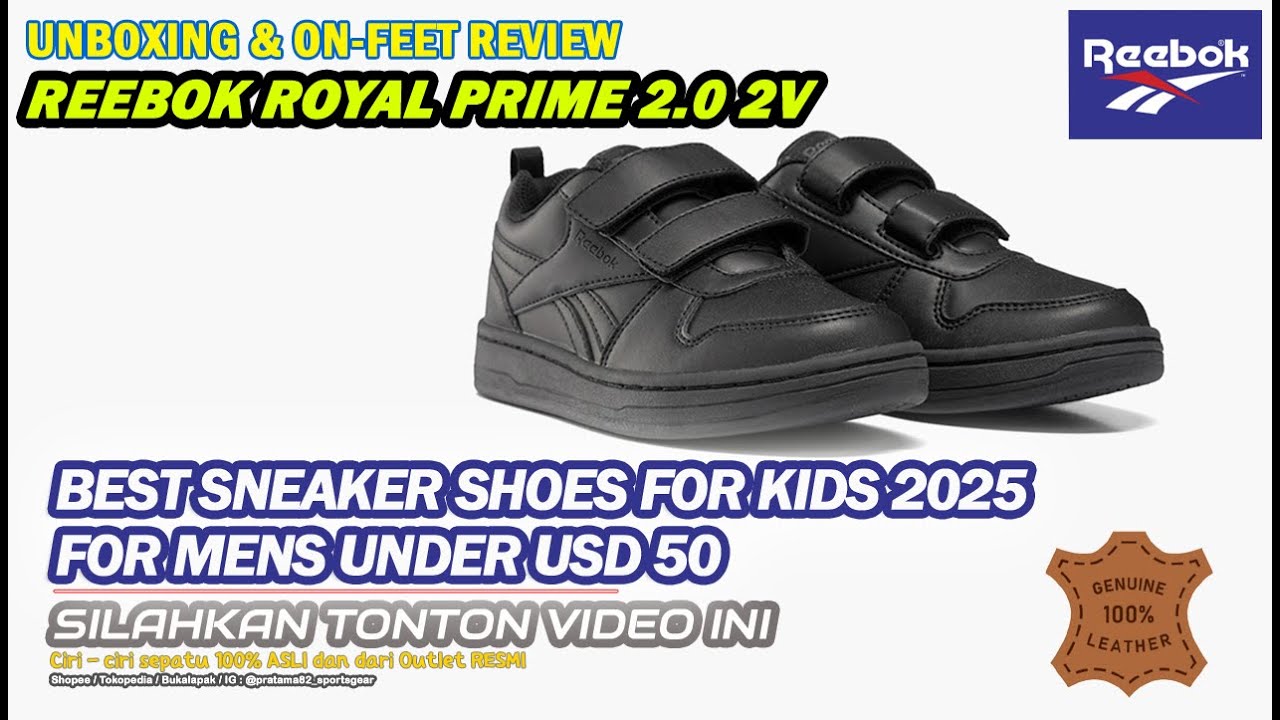 Unboxing & review on feet REEBOK ROYAL PRIME 2.0 2V KIDS LEATHER CASUAL VELCRO SHOES BLACK ORIGINAL