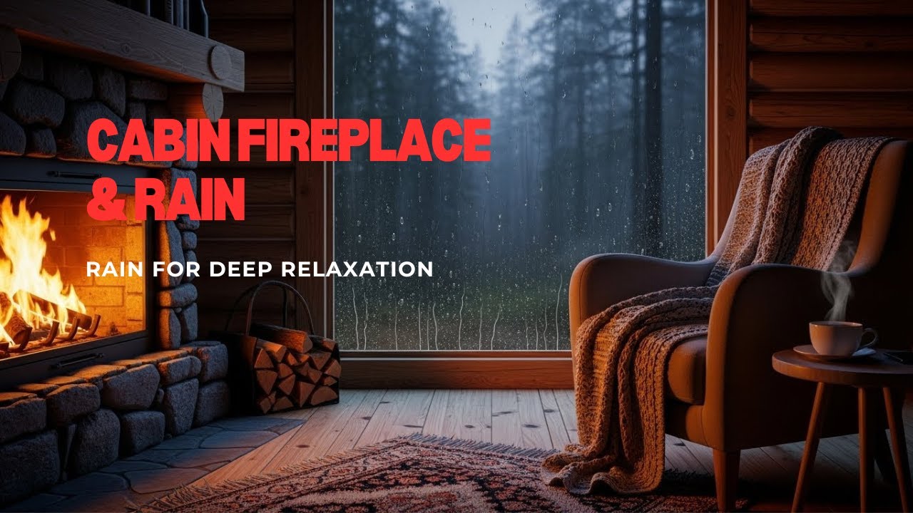 Cabin Fireplace & Rain for Deep Relaxation | Cabin Fireplace Rain
