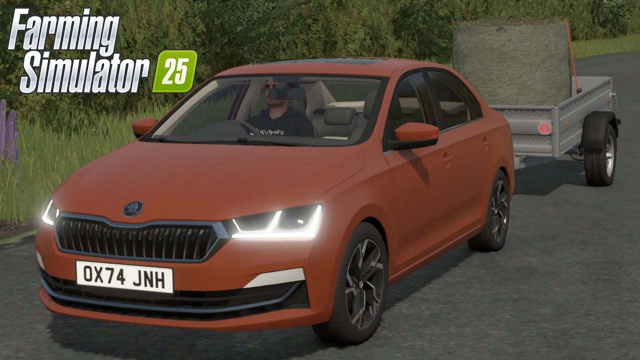 FS25 - Skoda Rapid & CAR TRAILER - NEW CAR MOD for Farming Simulator 2025 ROLEPLAY | FS25 GAMEPLAY