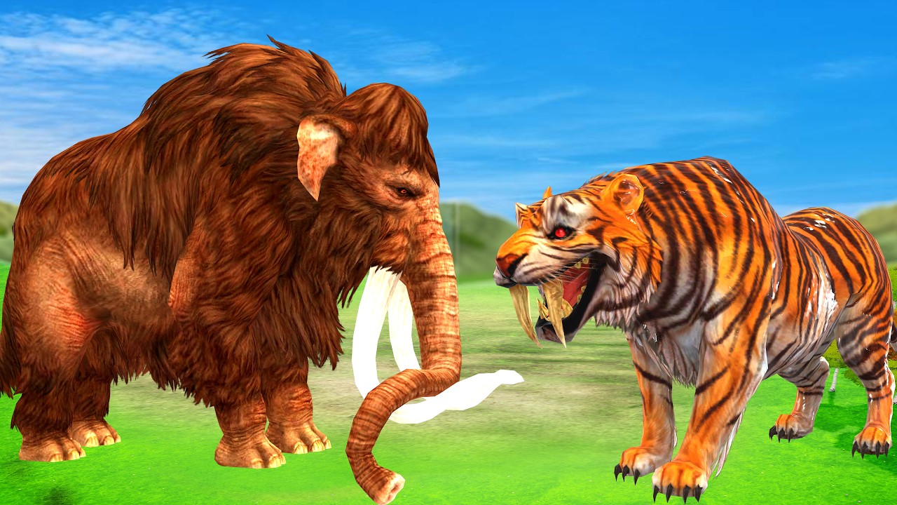 Giant Tiger vs Mammoth Elephant Prehistoric Mammals vs Shadow Itself Animal Revolt Battle Simulator