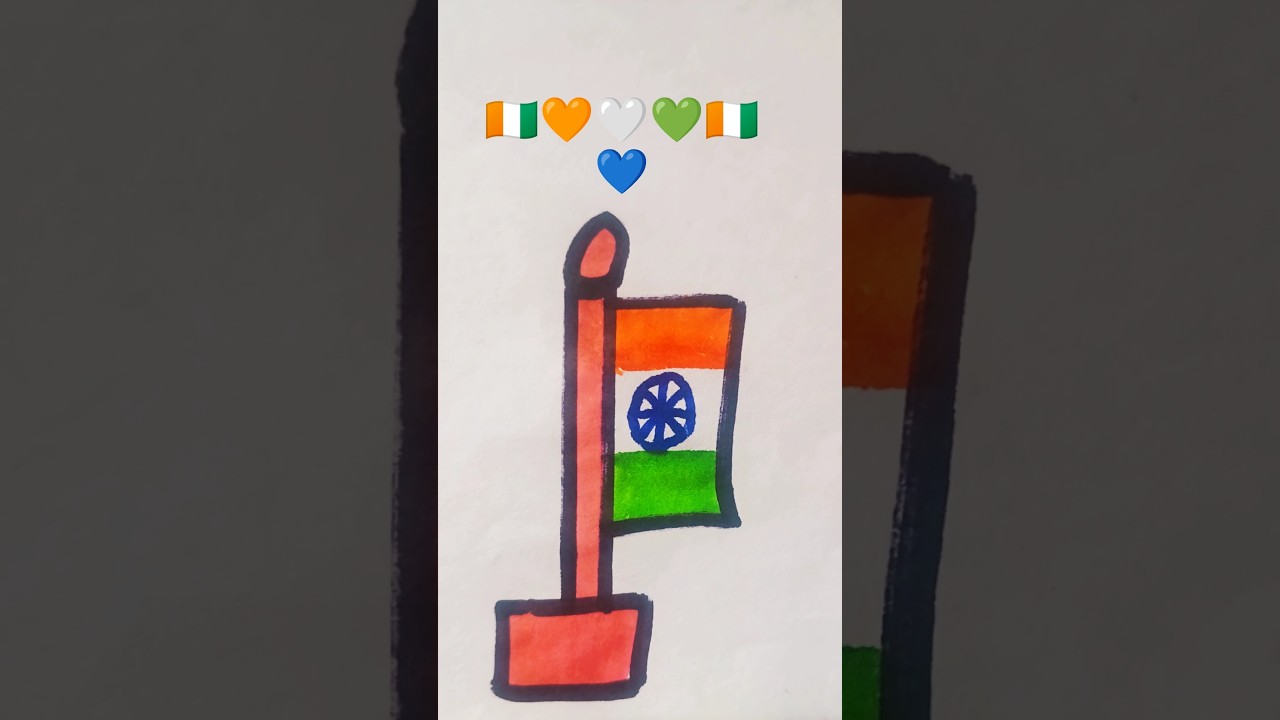 Easy Indian Flag Drawing | Simple Tricolour Flag Art | Independence Day Drawing&rdquo;#shorts #viral 🇨🇮🇨🇮