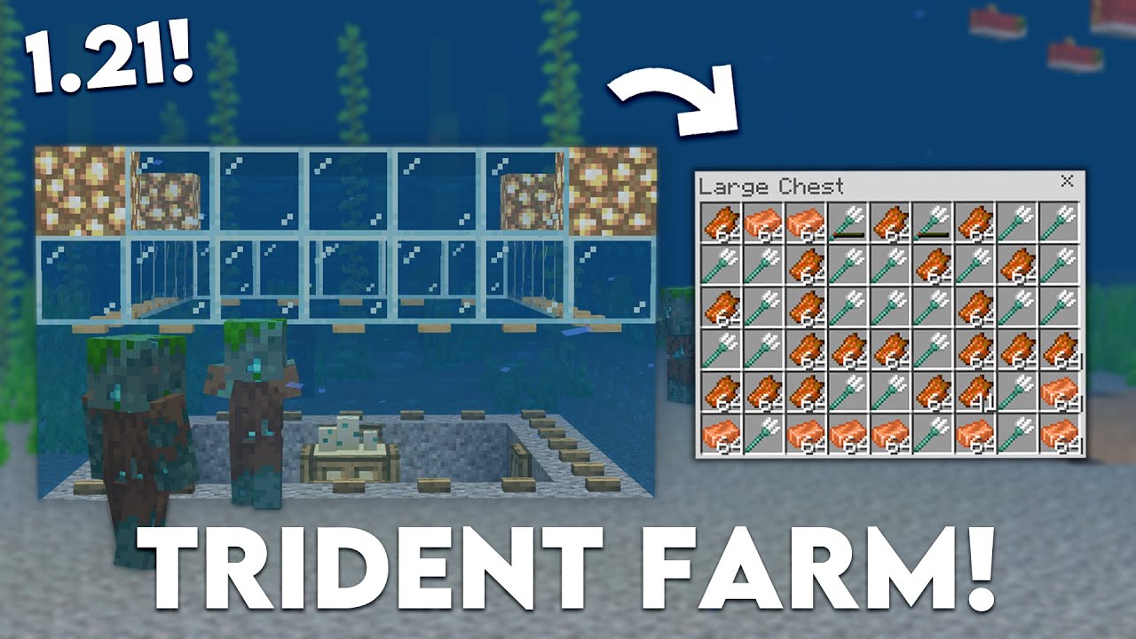 Minecraft 1.21 Easy TRIDENT Farm Tutorial! (MCPE/Xbox/PS4/Nintendo Switch/Windows10)
