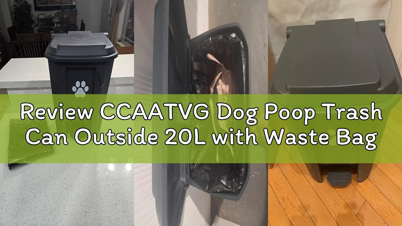 Review CCAATVG Dog Poop Trash Can Outside 20L with Waste Bags Outdoor Dog Poop Trash Can for Backyar