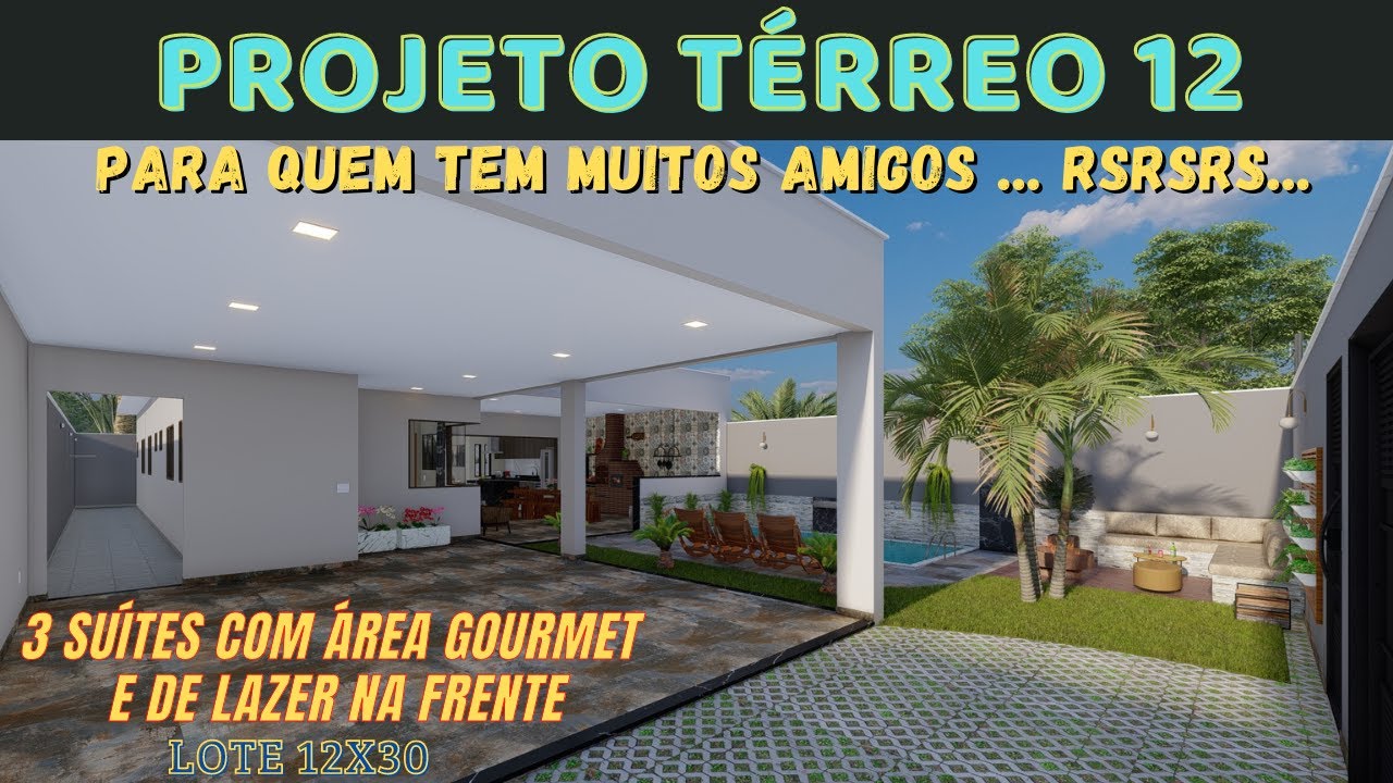 PROJETO TÉRREO 12 (Lote 12x30) Projeto de muitos amigos...