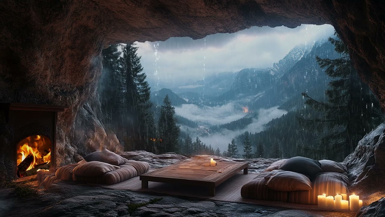 A Hidden Cave Filled with Rain Sounds | Natural Soundscape for Deep Calm and Rest