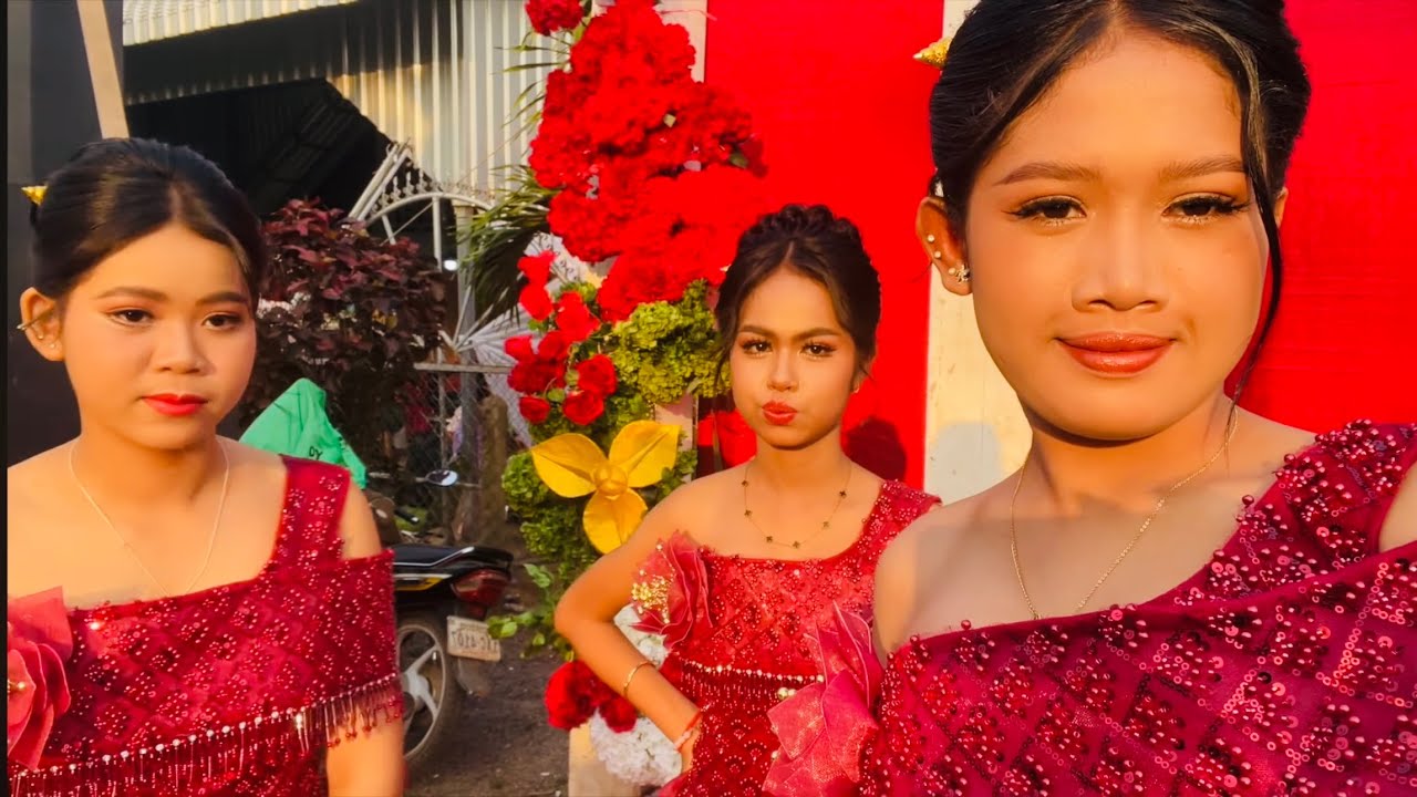 Celebrating at a traditional Khmer wedding in Palang Village!