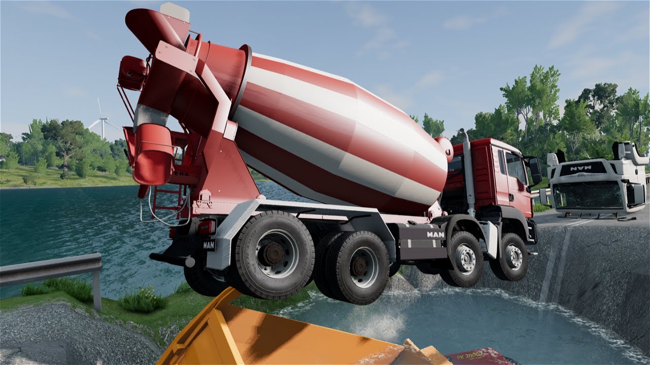 Mobil Truk Kecelakaan Vs Lubang Mobil Rusak Hancur Terguling Tabrakan Beamng.Drive Crash