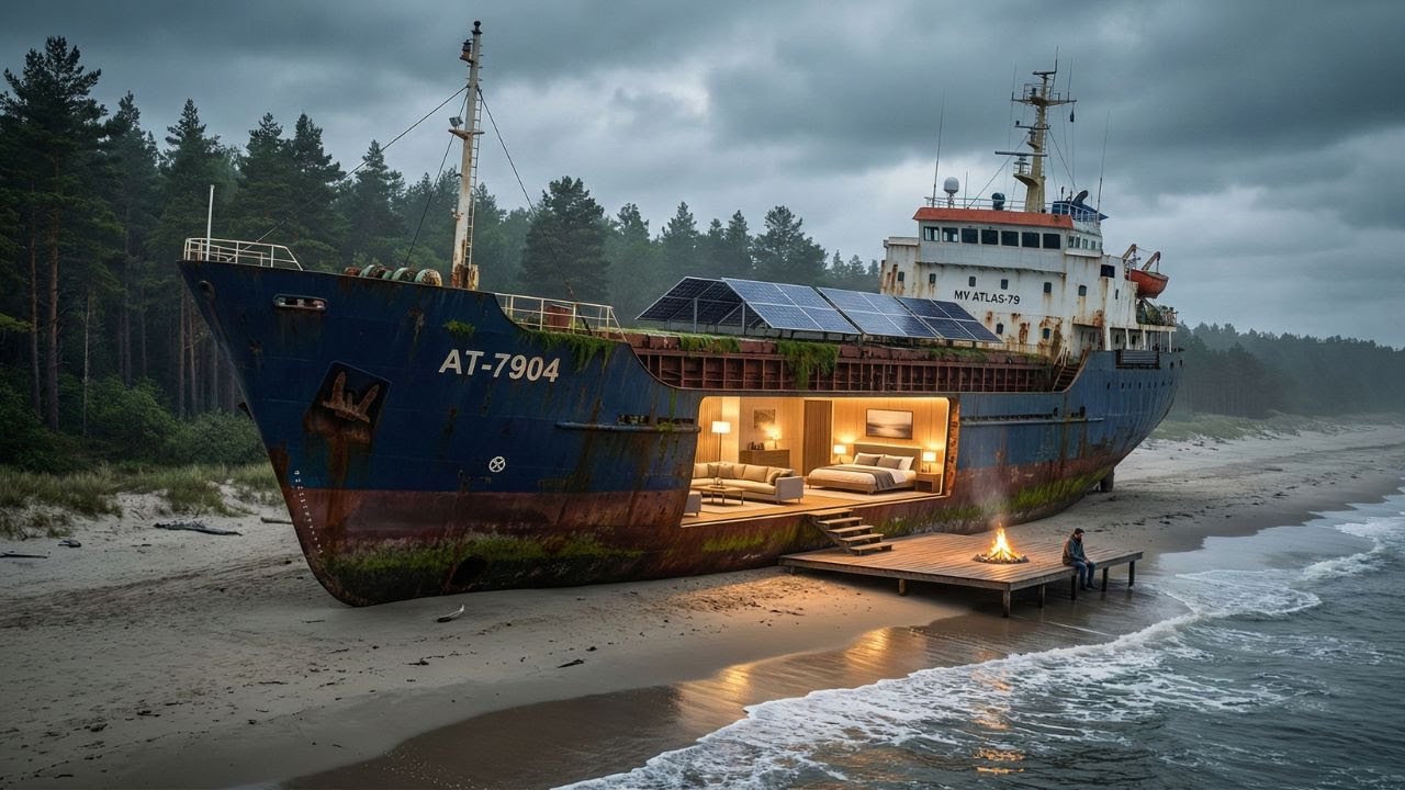 I Survived Alone on a Beach & Built a Luxury Home Inside an Abandoned Ship (MV Atlas-79) ASMR