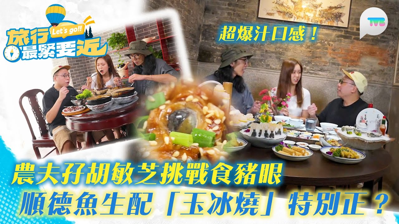 旅行最緊要近｜農夫孖胡敏芝挑戰食豬眼  超爆汁口感！順德魚生配「玉冰燒」特別正？｜TVB Plus