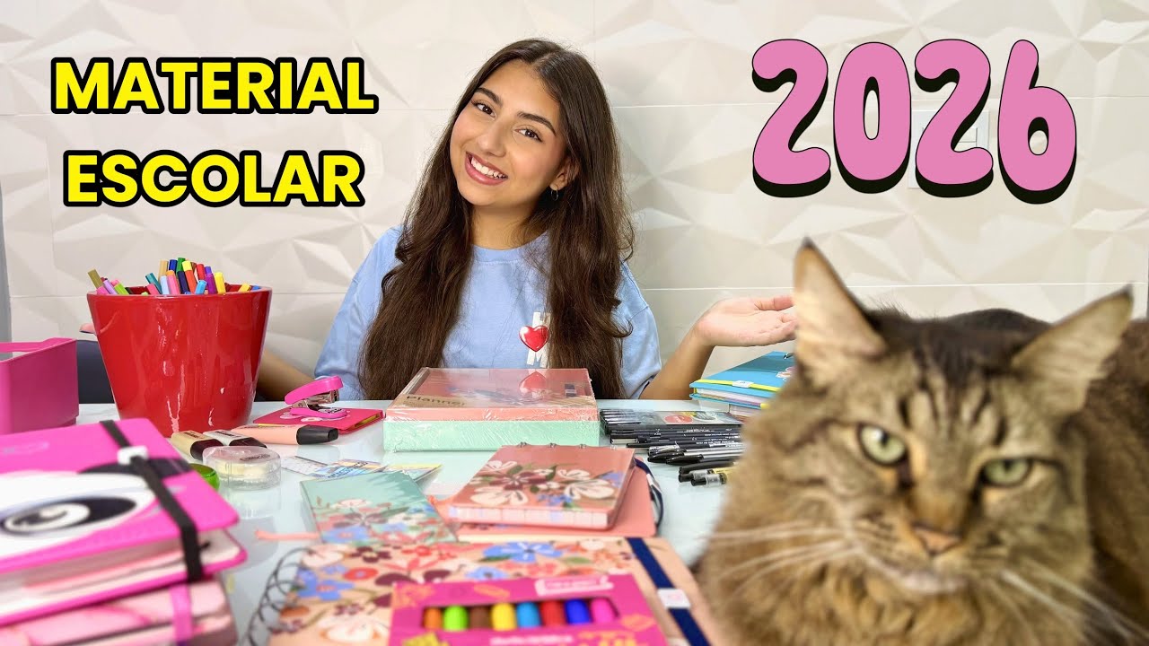 MOSTRANDO MEU MATERIAL ESCOLAR 2026 PARA FACULDADE - Julia Moraes 
