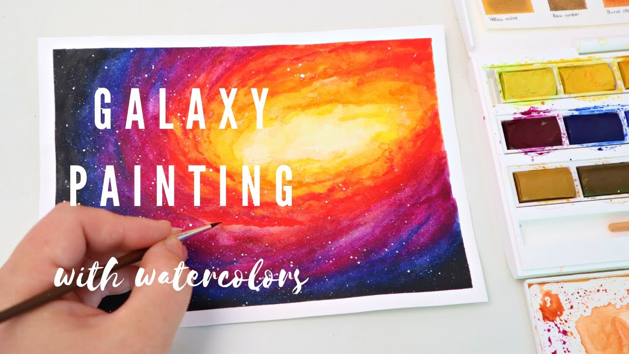 Painting a galaxy with watercolors | Space painting time lapse