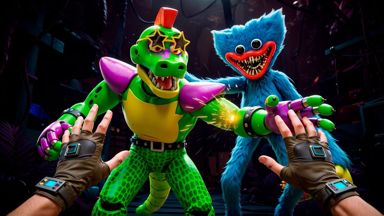 Animators scare the guard in Bonelab FNAF Coop MOD VR but Giga Monty protects me.