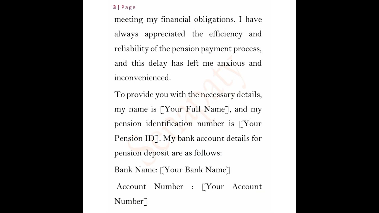 Write a letter to your office to complain about your monthly pension not being deposited yet .