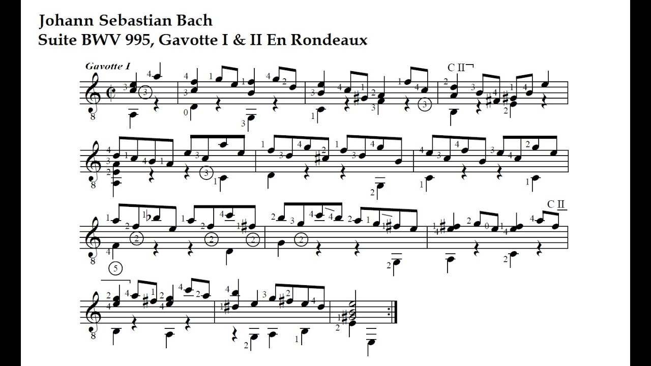 J. S. Bach. Suite BWV 995, Gavotte I & II En Rondeaux