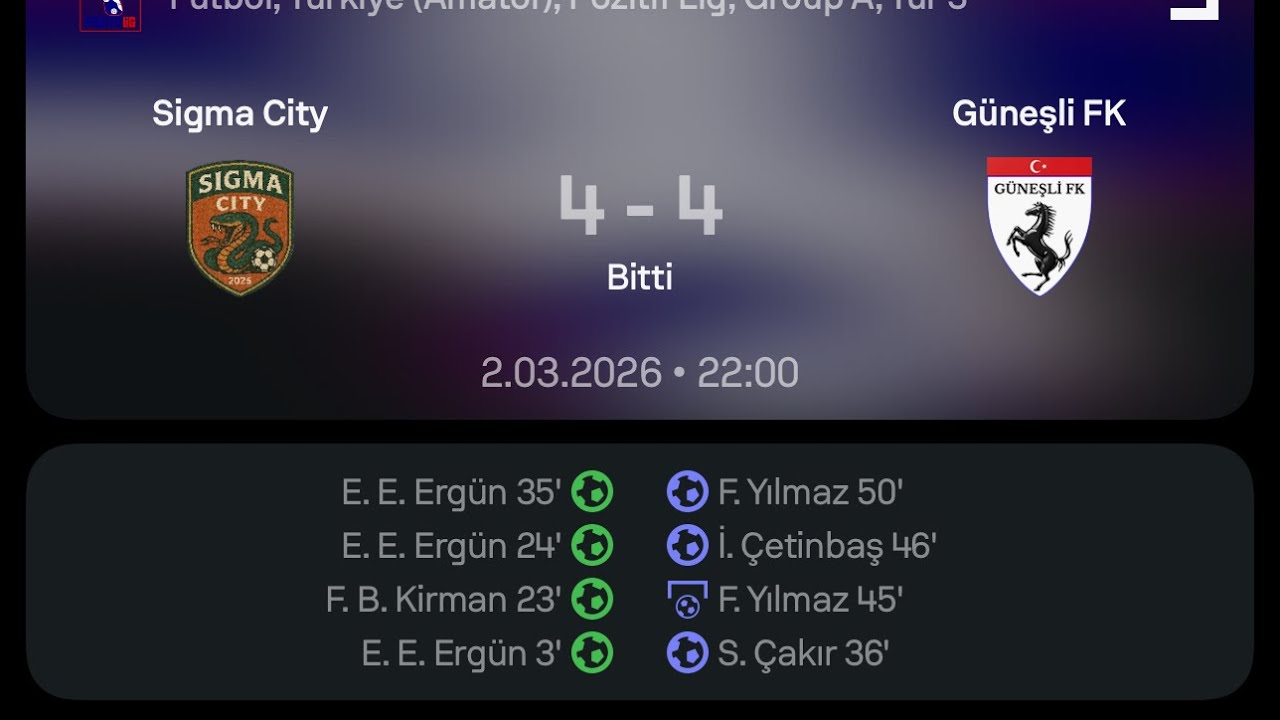 SİGMA CİTY & GÜNEŞLİ FK POZİTİF LİG 25-26